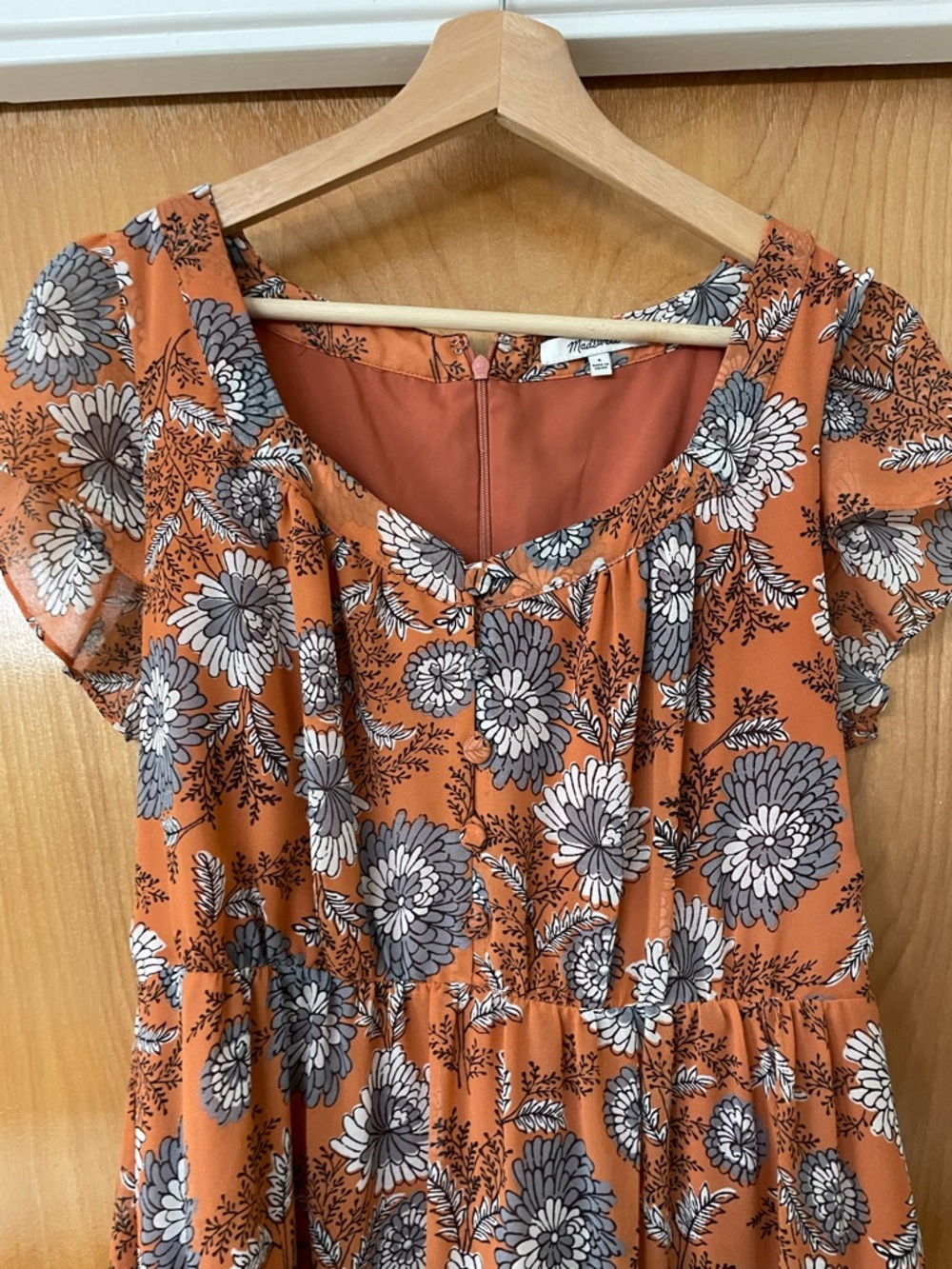 Madewell Orange Floral Midi Dress